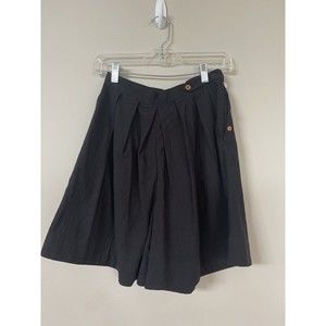 Free People Women Black Pleated High Waited Bermuda Shorts Size X-Small